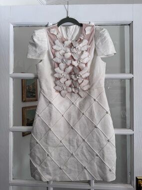 Mew Mews floral appliqué bridal cocktail short dress